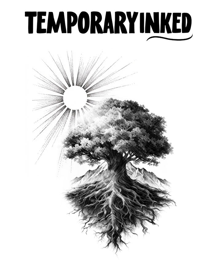 Sun & Tree XL Tattoo