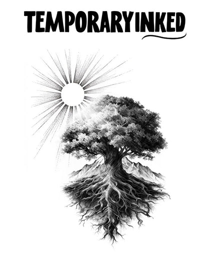 Sun & Tree XL Tattoo