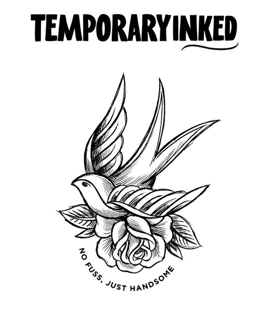 Swallow Bird & Rose Tattoo