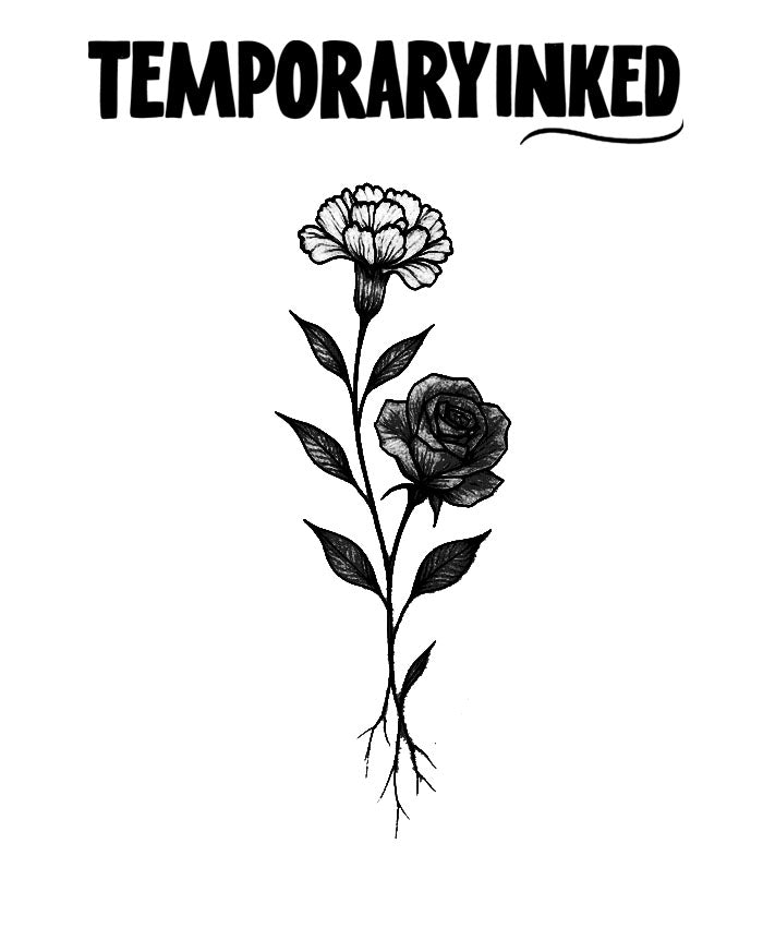 Twin Petal Roots Tattoo - Temporary Tattoos by TemporaryInked Tattoos